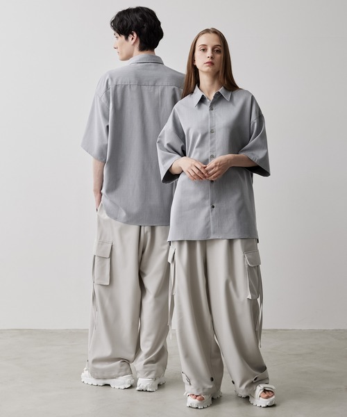 【CLEL】TR Loose Half Sleeve Regular Collar Shirt / TR ルーズ半袖レギュラーカラーシャツ【セットアップ対応】（シャツ/ブラウス）｜CLEL（クレイル）