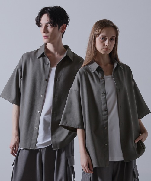 【CLEL】TR Loose Half Sleeve Regular Collar Shirt / TR ルーズ半袖レギュラーカラーシャツ【セットアップ対応】（シャツ/ブラウス）｜CLEL（クレイル）