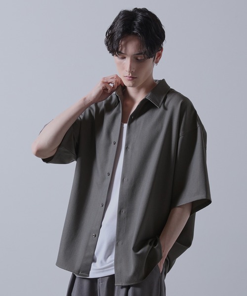 【CLEL】TR Loose Half Sleeve Regular Collar Shirt / TR ルーズ半袖レギュラーカラーシャツ【セットアップ対応】（シャツ/ブラウス）｜CLEL（クレイル）