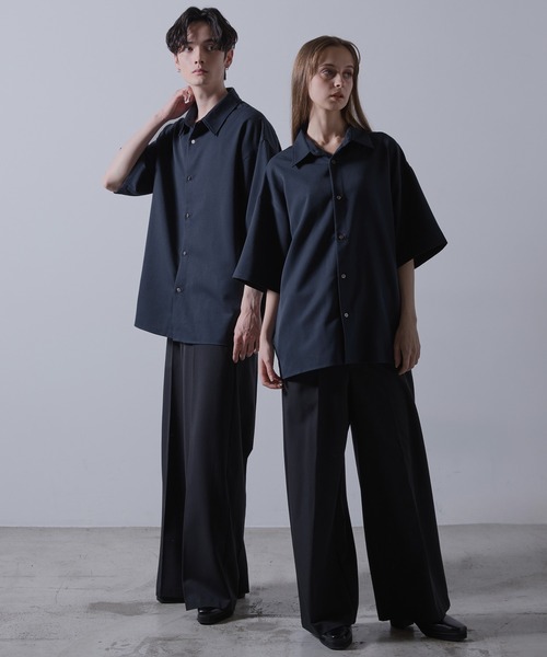 【CLEL】TR Loose Half Sleeve Regular Collar Shirt / TR ルーズ半袖レギュラーカラーシャツ【セットアップ対応】（シャツ/ブラウス）｜CLEL（クレイル）