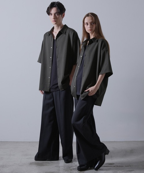 【CLEL】TR Loose Half Sleeve Regular Collar Shirt / TR ルーズ半袖レギュラーカラーシャツ【セットアップ対応】（シャツ/ブラウス）｜CLEL（クレイル）