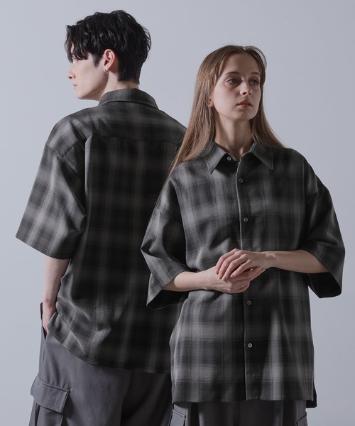 CLEL】TR Loose Half Sleeve Regular Collor Shirt / TR ルーズ