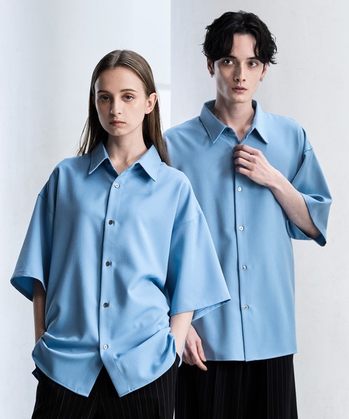【CLEL】TR Loose Half Sleeve Regular Collar Shirt / TR ルーズ半袖レギュラーカラーシャツ【セットアップ対応】（シャツ/ブラウス）｜CLEL（クレイル）