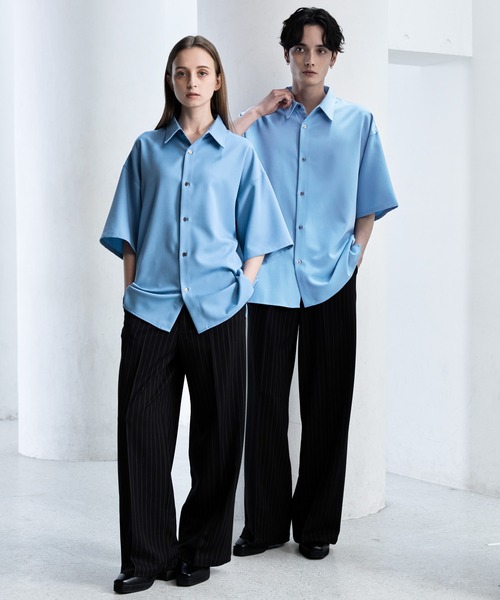 【CLEL】TR Loose Half Sleeve Regular Collar Shirt / TR ルーズ半袖レギュラーカラーシャツ【セットアップ対応】（シャツ/ブラウス）｜CLEL（クレイル）