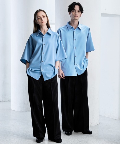 【CLEL】TR Loose Half Sleeve Regular Collar Shirt / TR ルーズ半袖レギュラーカラーシャツ【セットアップ対応】（シャツ/ブラウス）｜CLEL（クレイル）