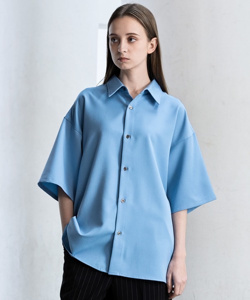 【CLEL】TR Loose Half Sleeve Regular Collar Shirt / TR ルーズ半袖レギュラーカラーシャツ【セットアップ対応】（シャツ/ブラウス）｜CLEL（クレイル）
