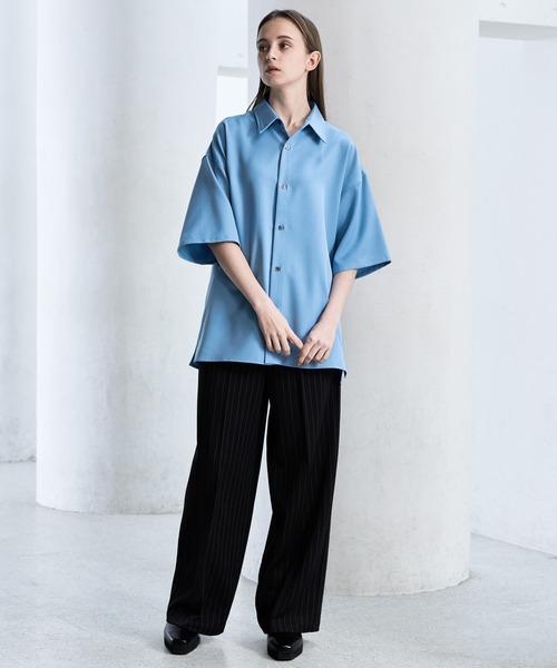 【CLEL】TR Loose Half Sleeve Regular Collar Shirt / TR ルーズ半袖レギュラーカラーシャツ【セットアップ対応】（シャツ/ブラウス）｜CLEL（クレイル）