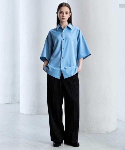 【CLEL】TR Loose Half Sleeve Regular Collar Shirt / TR ルーズ半袖レギュラーカラーシャツ【セットアップ対応】（シャツ/ブラウス）｜CLEL（クレイル）