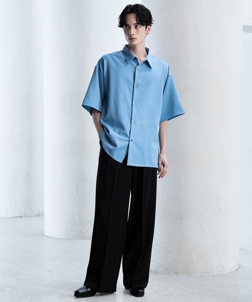 【CLEL】TR Loose Half Sleeve Regular Collar Shirt / TR ルーズ半袖レギュラーカラーシャツ【セットアップ対応】（シャツ/ブラウス）｜CLEL（クレイル）