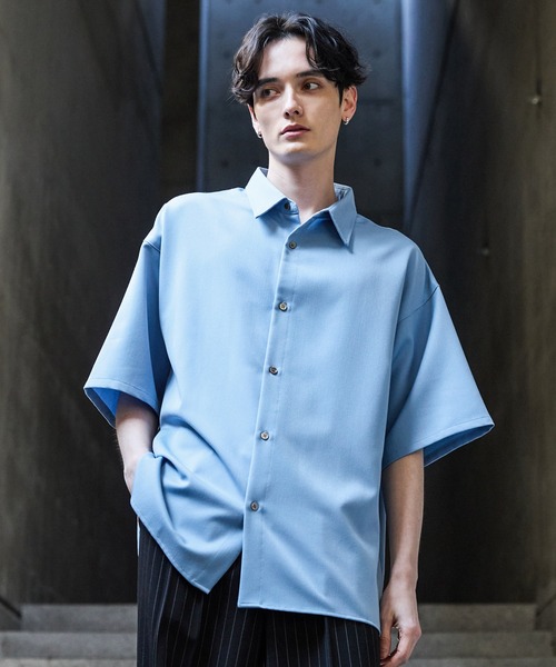 【CLEL】TR Loose Half Sleeve Regular Collar Shirt / TR ルーズ半袖レギュラーカラーシャツ【セットアップ対応】（シャツ/ブラウス）｜CLEL（クレイル）