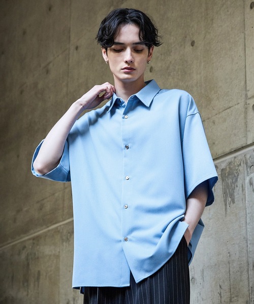 【CLEL】TR Loose Half Sleeve Regular Collar Shirt / TR ルーズ半袖レギュラーカラーシャツ【セットアップ対応】（シャツ/ブラウス）｜CLEL（クレイル）