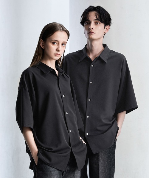 【CLEL】TR Loose Half Sleeve Regular Collar Shirt / TR ルーズ半袖レギュラーカラーシャツ【セットアップ対応】（シャツ/ブラウス）｜CLEL（クレイル）
