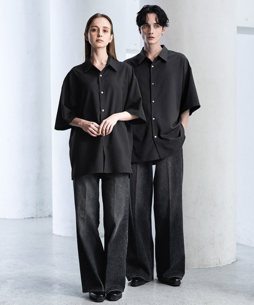 【CLEL】TR Loose Half Sleeve Regular Collar Shirt / TR ルーズ半袖レギュラーカラーシャツ【セットアップ対応】（シャツ/ブラウス）｜CLEL（クレイル）