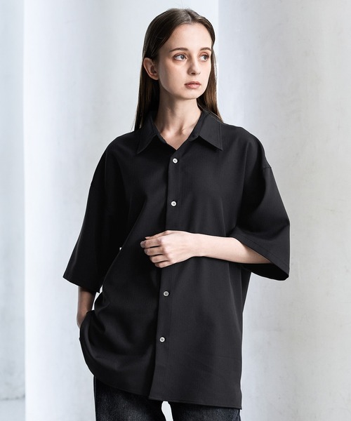 【CLEL】TR Loose Half Sleeve Regular Collar Shirt / TR ルーズ半袖レギュラーカラーシャツ【セットアップ対応】（シャツ/ブラウス）｜CLEL（クレイル）