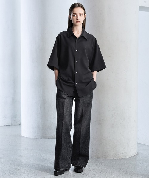 【CLEL】TR Loose Half Sleeve Regular Collar Shirt / TR ルーズ半袖レギュラーカラーシャツ【セットアップ対応】（シャツ/ブラウス）｜CLEL（クレイル）