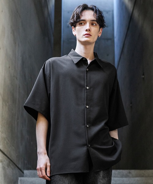 【CLEL】TR Loose Half Sleeve Regular Collar Shirt / TR ルーズ半袖レギュラーカラーシャツ【セットアップ対応】（シャツ/ブラウス）｜CLEL（クレイル）