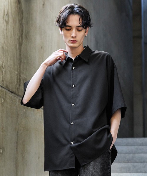 【CLEL】TR Loose Half Sleeve Regular Collar Shirt / TR ルーズ半袖レギュラーカラーシャツ【セットアップ対応】（シャツ/ブラウス）｜CLEL（クレイル）