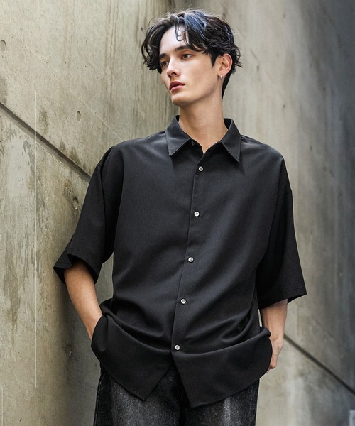 【CLEL】TR Loose Half Sleeve Regular Collar Shirt / TR ルーズ半袖レギュラーカラーシャツ【セットアップ対応】（シャツ/ブラウス）｜CLEL（クレイル）