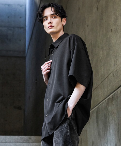 【CLEL】TR Loose Half Sleeve Regular Collar Shirt / TR ルーズ半袖レギュラーカラーシャツ【セットアップ対応】（シャツ/ブラウス）｜CLEL（クレイル）