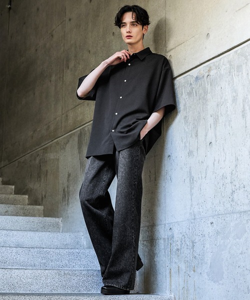 【CLEL】TR Loose Half Sleeve Regular Collar Shirt / TR ルーズ半袖レギュラーカラーシャツ【セットアップ対応】（シャツ/ブラウス）｜CLEL（クレイル）