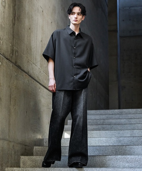 【CLEL】TR Loose Half Sleeve Regular Collar Shirt / TR ルーズ半袖レギュラーカラーシャツ【セットアップ対応】（シャツ/ブラウス）｜CLEL（クレイル）