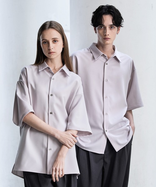 【CLEL】TR Loose Half Sleeve Regular Collar Shirt / TR ルーズ半袖レギュラーカラーシャツ【セットアップ対応】（シャツ/ブラウス）｜CLEL（クレイル）