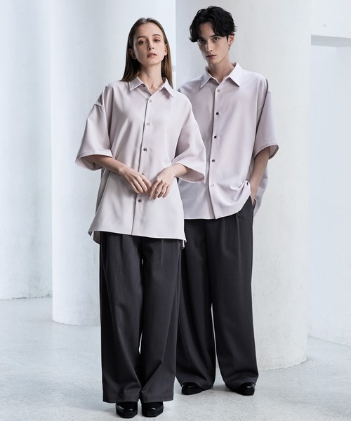 【CLEL】TR Loose Half Sleeve Regular Collar Shirt / TR ルーズ半袖レギュラーカラーシャツ【セットアップ対応】（シャツ/ブラウス）｜CLEL（クレイル）