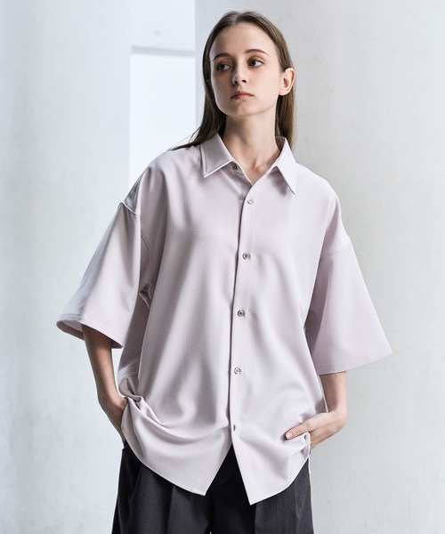 【CLEL】TR Loose Half Sleeve Regular Collar Shirt / TR ルーズ半袖レギュラーカラーシャツ【セットアップ対応】（シャツ/ブラウス）｜CLEL（クレイル）