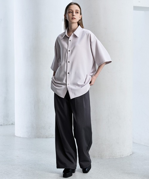 【CLEL】TR Loose Half Sleeve Regular Collar Shirt / TR ルーズ半袖レギュラーカラーシャツ【セットアップ対応】（シャツ/ブラウス）｜CLEL（クレイル）