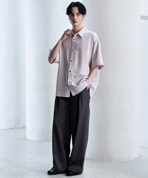 【CLEL】TR Loose Half Sleeve Regular Collar Shirt / TR ルーズ半袖レギュラーカラーシャツ【セットアップ対応】（シャツ/ブラウス）｜CLEL（クレイル）