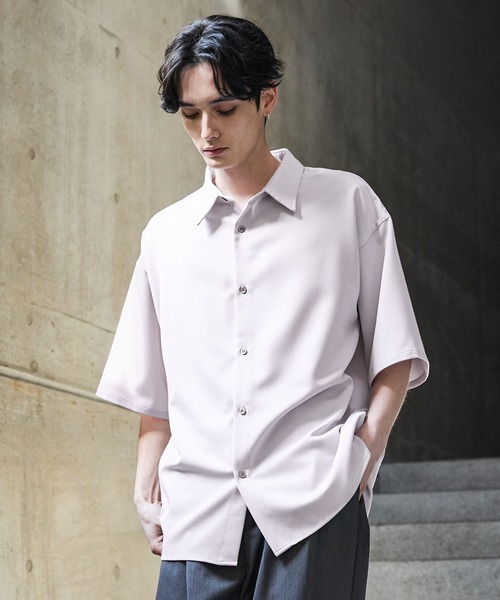 【CLEL】TR Loose Half Sleeve Regular Collar Shirt / TR ルーズ半袖レギュラーカラーシャツ【セットアップ対応】（シャツ/ブラウス）｜CLEL（クレイル）