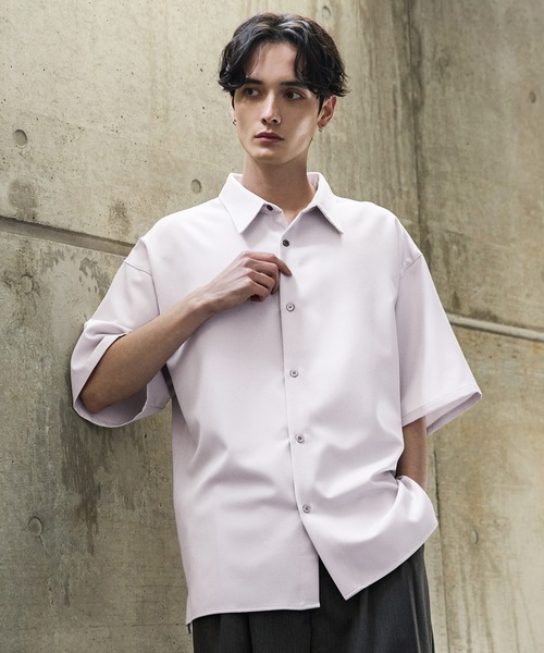 【CLEL】TR Loose Half Sleeve Regular Collar Shirt / TR ルーズ半袖レギュラーカラーシャツ【セットアップ対応】（シャツ/ブラウス）｜CLEL（クレイル）