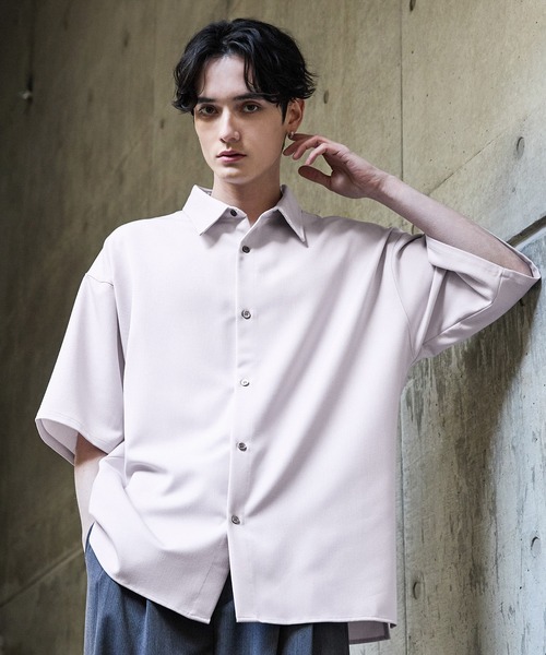 【CLEL】TR Loose Half Sleeve Regular Collar Shirt / TR ルーズ半袖レギュラーカラーシャツ【セットアップ対応】（シャツ/ブラウス）｜CLEL（クレイル）