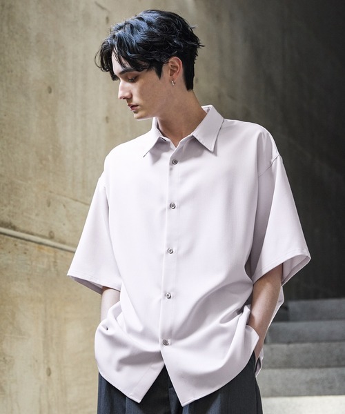 【CLEL】TR Loose Half Sleeve Regular Collar Shirt / TR ルーズ半袖レギュラーカラーシャツ【セットアップ対応】（シャツ/ブラウス）｜CLEL（クレイル）