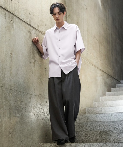 【CLEL】TR Loose Half Sleeve Regular Collar Shirt / TR ルーズ半袖レギュラーカラーシャツ【セットアップ対応】（シャツ/ブラウス）｜CLEL（クレイル）