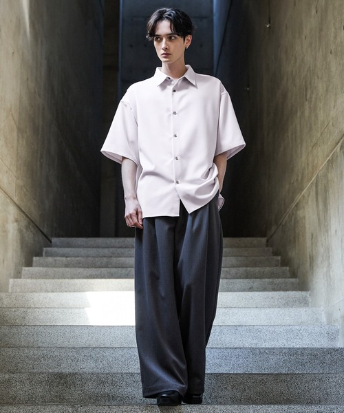 【CLEL】TR Loose Half Sleeve Regular Collar Shirt / TR ルーズ半袖レギュラーカラーシャツ【セットアップ対応】（シャツ/ブラウス）｜CLEL（クレイル）