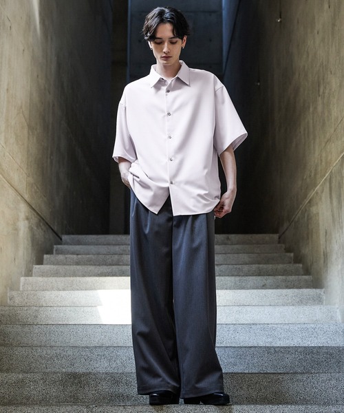 【CLEL】TR Loose Half Sleeve Regular Collar Shirt / TR ルーズ半袖レギュラーカラーシャツ【セットアップ対応】（シャツ/ブラウス）｜CLEL（クレイル）