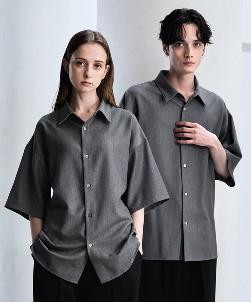 【CLEL】TR Loose Half Sleeve Regular Collar Shirt / TR ルーズ半袖レギュラーカラーシャツ【セットアップ対応】（シャツ/ブラウス）｜CLEL（クレイル）