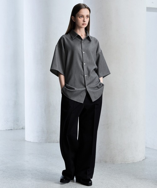 【CLEL】TR Loose Half Sleeve Regular Collar Shirt / TR ルーズ半袖レギュラーカラーシャツ【セットアップ対応】（シャツ/ブラウス）｜CLEL（クレイル）