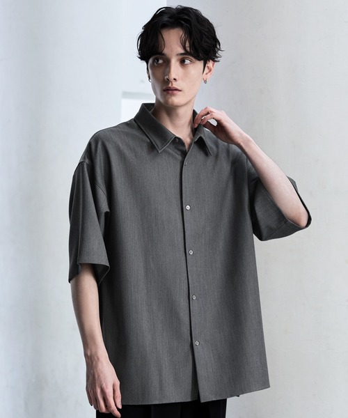 【CLEL】TR Loose Half Sleeve Regular Collar Shirt / TR ルーズ半袖レギュラーカラーシャツ【セットアップ対応】（シャツ/ブラウス）｜CLEL（クレイル）
