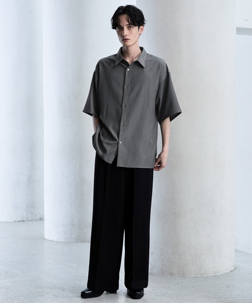 【CLEL】TR Loose Half Sleeve Regular Collar Shirt / TR ルーズ半袖レギュラーカラーシャツ【セットアップ対応】（シャツ/ブラウス）｜CLEL（クレイル）