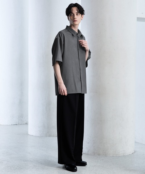 【CLEL】TR Loose Half Sleeve Regular Collar Shirt / TR ルーズ半袖レギュラーカラーシャツ【セットアップ対応】（シャツ/ブラウス）｜CLEL（クレイル）