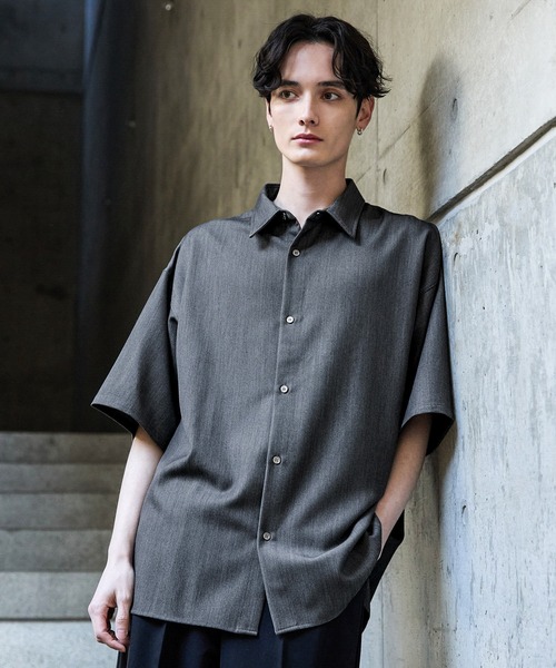 【CLEL】TR Loose Half Sleeve Regular Collar Shirt / TR ルーズ半袖レギュラーカラーシャツ【セットアップ対応】（シャツ/ブラウス）｜CLEL（クレイル）