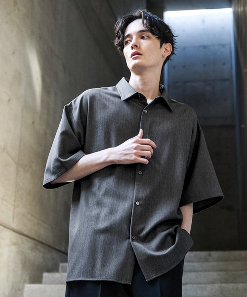【CLEL】TR Loose Half Sleeve Regular Collar Shirt / TR ルーズ半袖レギュラーカラーシャツ【セットアップ対応】（シャツ/ブラウス）｜CLEL（クレイル）