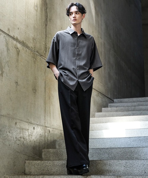 【CLEL】TR Loose Half Sleeve Regular Collar Shirt / TR ルーズ半袖レギュラーカラーシャツ【セットアップ対応】（シャツ/ブラウス）｜CLEL（クレイル）