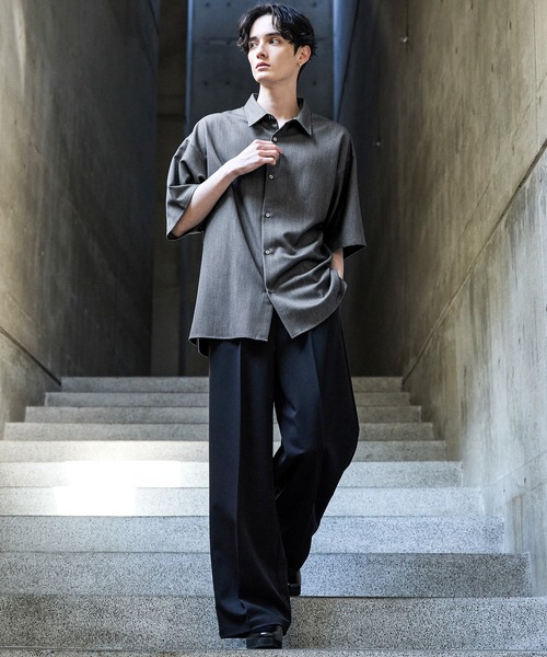 【CLEL】TR Loose Half Sleeve Regular Collar Shirt / TR ルーズ半袖レギュラーカラーシャツ【セットアップ対応】（シャツ/ブラウス）｜CLEL（クレイル）