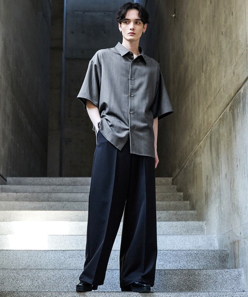 【CLEL】TR Loose Half Sleeve Regular Collar Shirt / TR ルーズ半袖レギュラーカラーシャツ【セットアップ対応】（シャツ/ブラウス）｜CLEL（クレイル）