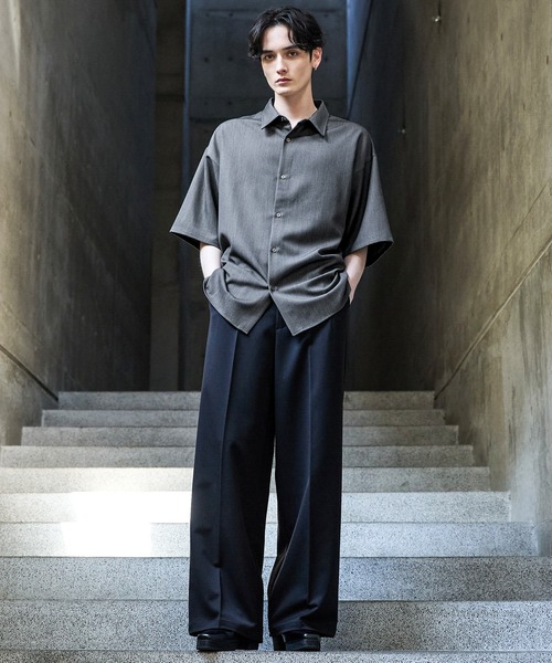 【CLEL】TR Loose Half Sleeve Regular Collar Shirt / TR ルーズ半袖レギュラーカラーシャツ【セットアップ対応】（シャツ/ブラウス）｜CLEL（クレイル）