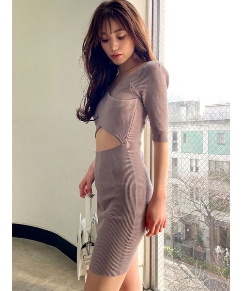 GYDA（ジェイダ）の「2WAYクロスタイトニットワンピース（ワンピース・レディース・ブラック/ピンク・FREE）」の2枚目の写真