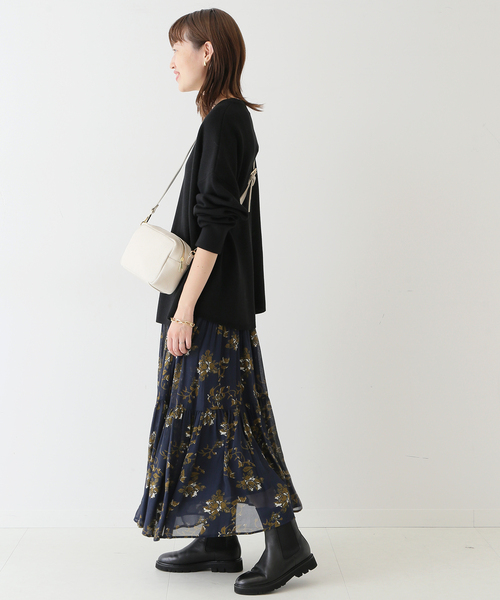 SLOBE IENA(スローブイエナ)の「ウォッシャブルミラノクルーネックプルオーバー◆(ニット/セーター・レディース・ホワイト/ブラック/グレー系その他/オレンジ・FREE)」の6枚目の写真